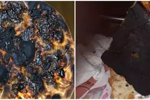 10 Penampakan pizza gosong ini bikin susah nahan tawa