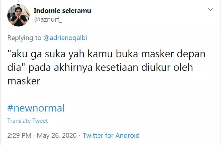 Cuitan lucu new normal berbagai sumber Cuitan lucu new normal berbagai sumber