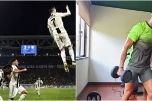 6 Potret aksi Cristiano Ronaldo duel udara, seperti sedang terbang