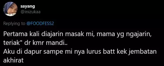 pengalaman masak pertama twitter