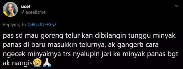 pengalaman masak pertama twitter
