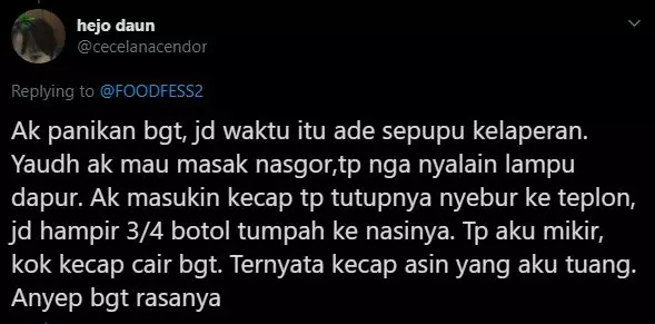 pengalaman masak pertama twitter