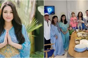 6 Potret ART Celine Evangelista memukau pakai kaftan saat Lebaran