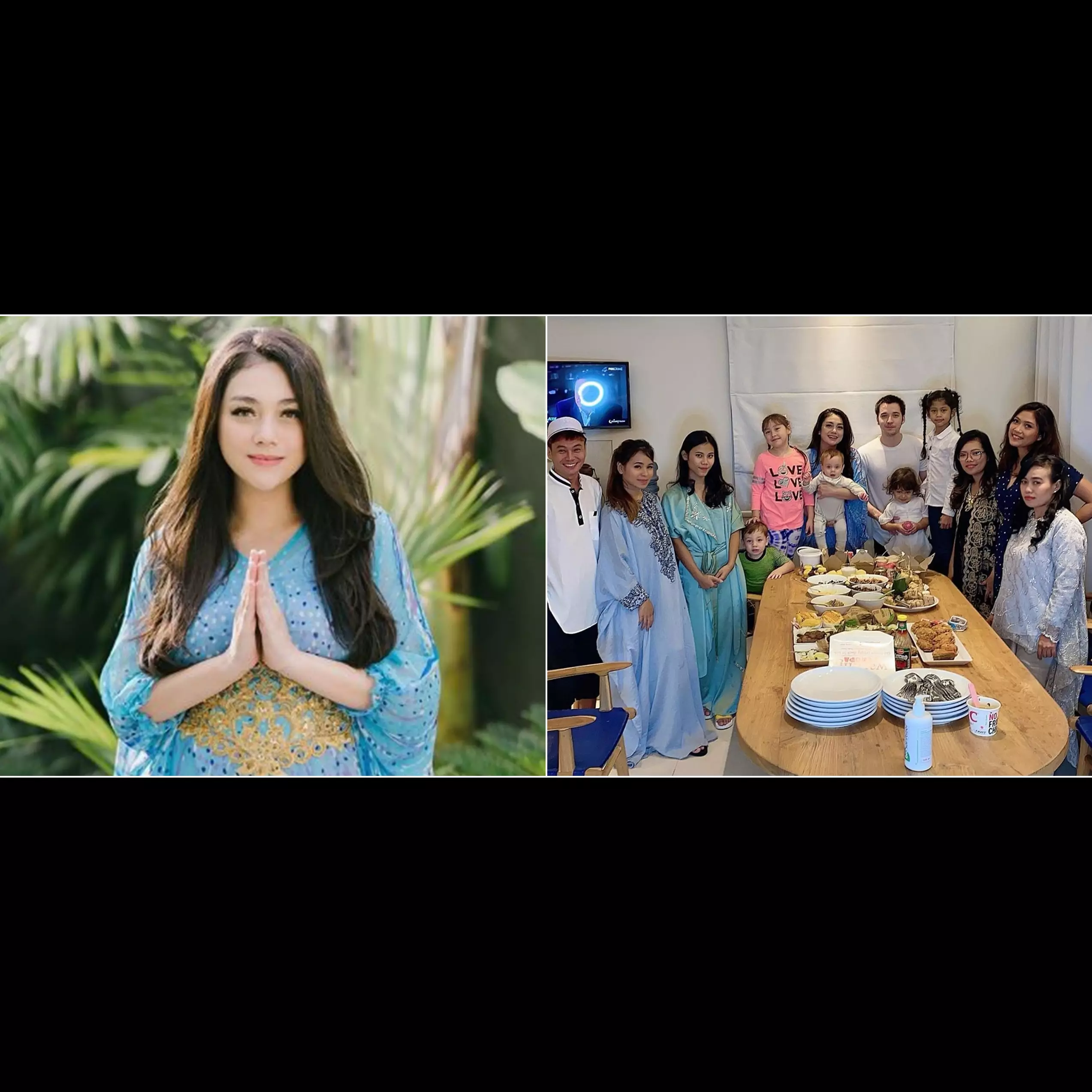 6 Potret ART Celine Evangelista memukau pakai kaftan saat Lebaran