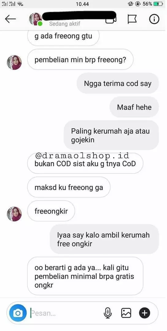 chat lucu pembeli olshop tanya ongkir © 2020 instagram.com