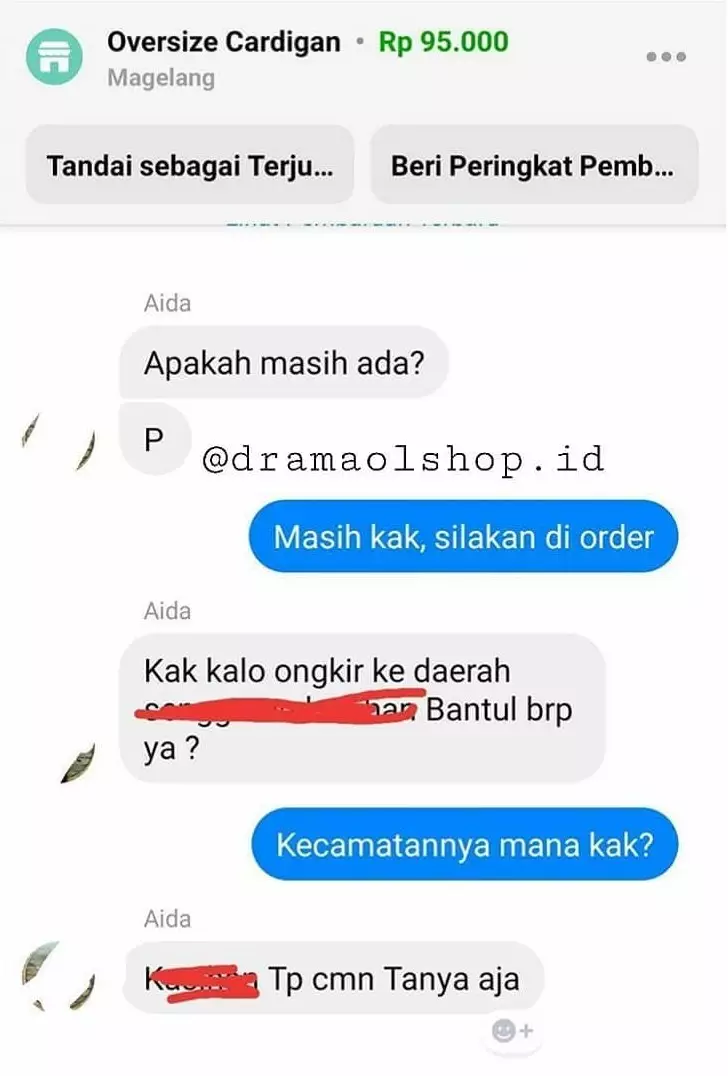 chat lucu pembeli olshop tanya ongkir © 2020 instagram.com