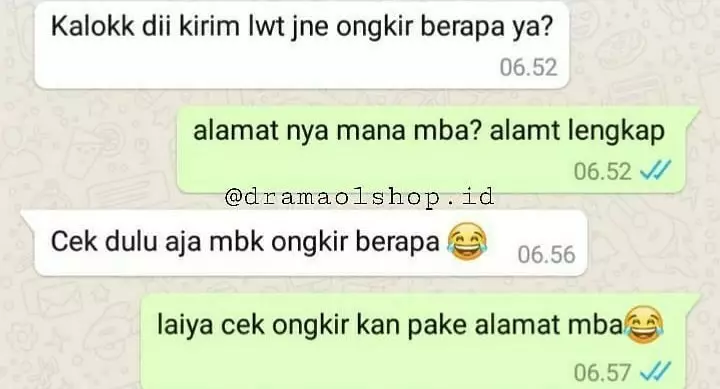 chat lucu pembeli olshop tanya ongkir © 2020 instagram.com