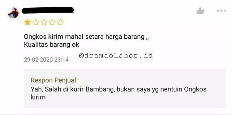 chat lucu pembeli olshop tanya ongkir © 2020 instagram.com