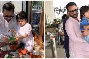 8 Momen Saif Ali Khan saat momong Taimur ini telaten banget