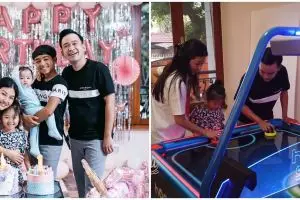 10 Potret Thania & Thalia Onsu buka kado ultah, dihadiahi mesin hockey
