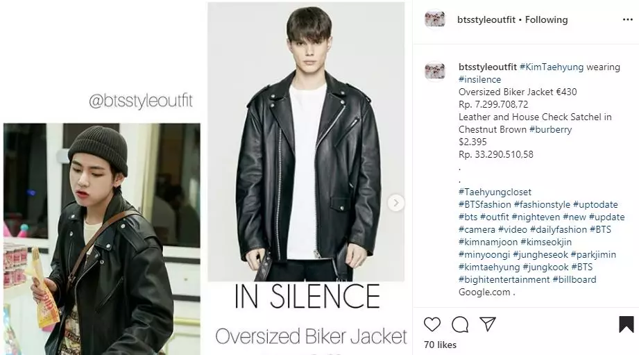 10 Koleksi jaket V BTS Instagram 10 Koleksi jaket V BTS Instagram