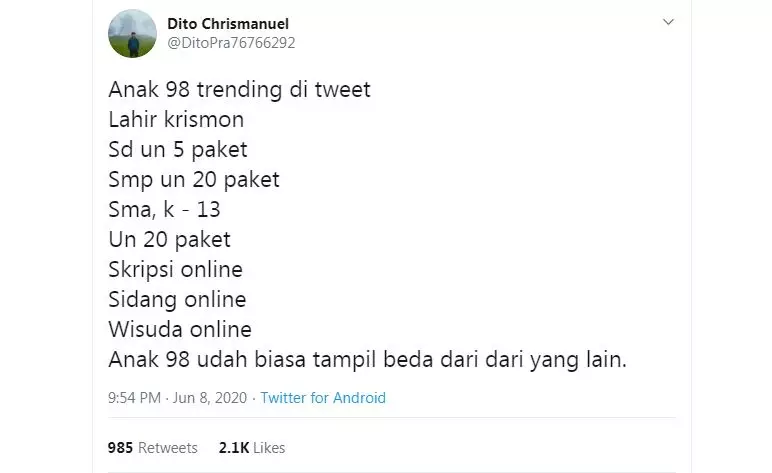 curhatan anak 98 berbagai sumber