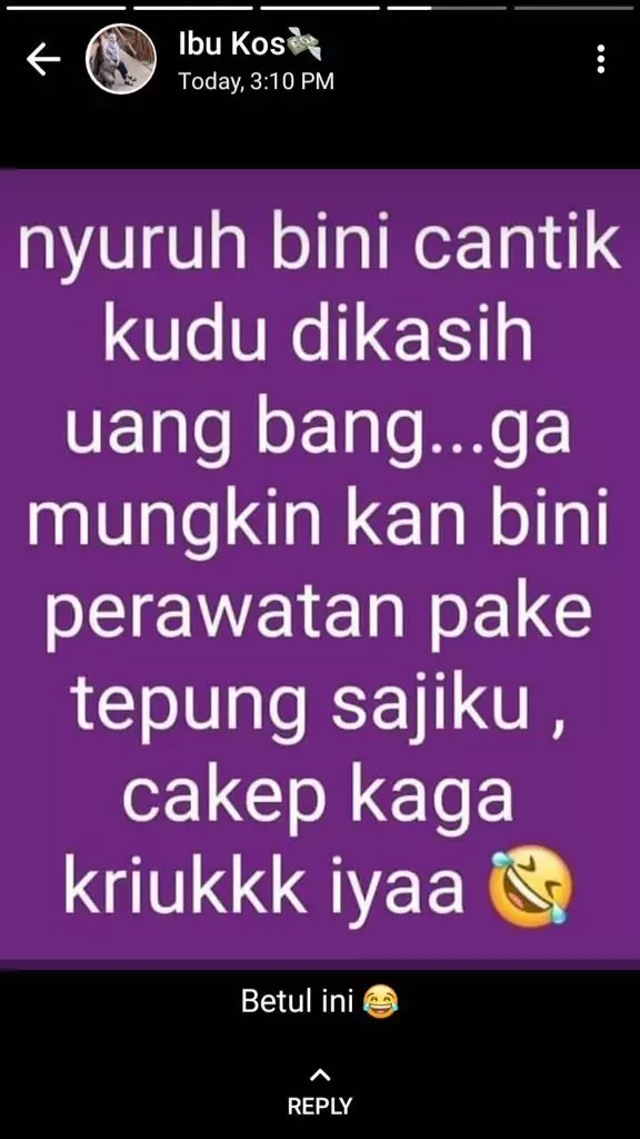 status WA ibu kos twitter