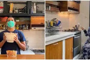 10 Penampakan dapur Tantri Kotak yang minimalis dengan nuansa kayu