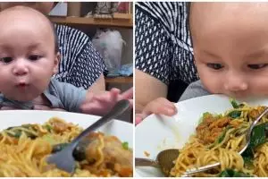 8 Potret Kiano Tiger Wong saat MPASI, ekspresif banget