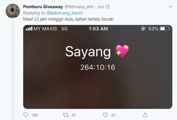 pamer durasi telepon Twitter