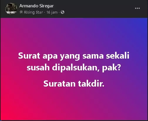 Pertanyaan receh bapak-bapak Berbagai sumber