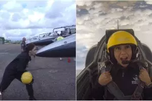 10 Potret Maia Estianty naik jet tempur di Perancis, seru banget