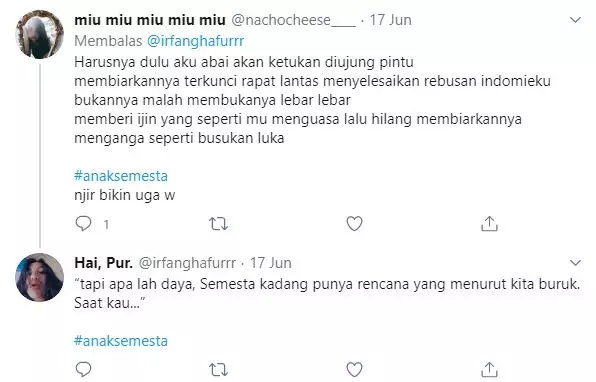 cuitan alam semesta Twitter