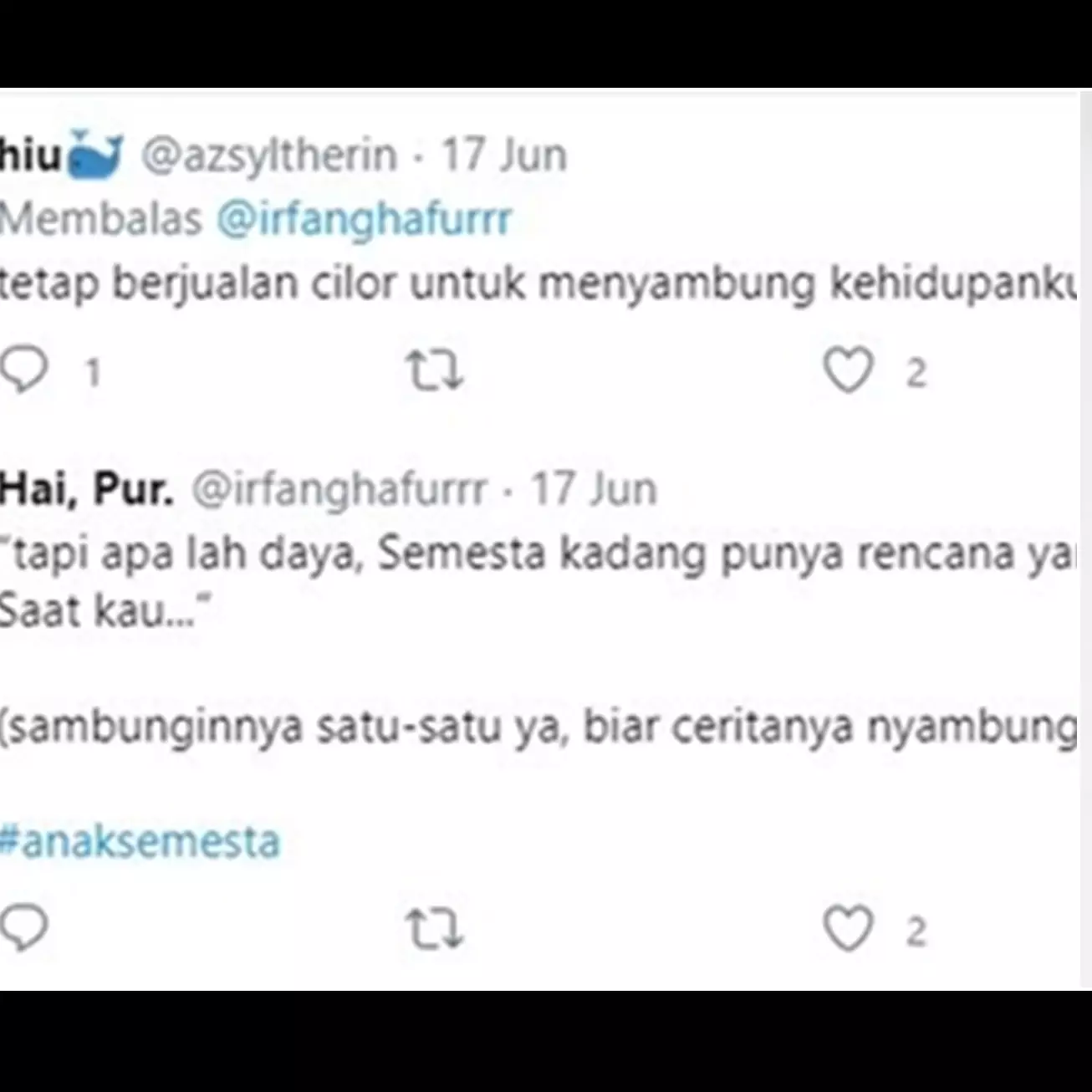 10 Cuitan lucu sambung kata 'anak semesta' ini bikin ketawa baper