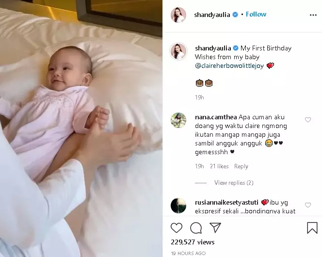 Ulang tahun Shandy Aulia sebagai ibu Instagram/@shandyaulia