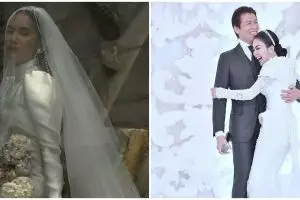 Gaya 7 seleb dengan gaun pengantin tertutup saat nikah, anggun
