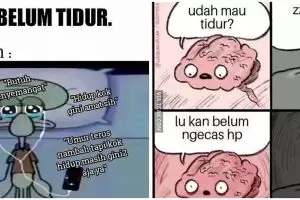 10 Meme lucu pemikiran sebelum tidur, bikin gagal ngantuk deh