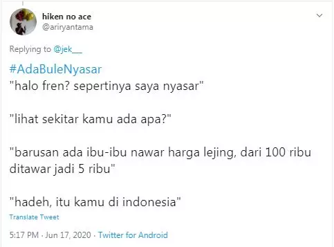 cuitan ada bule nyasar Twitter