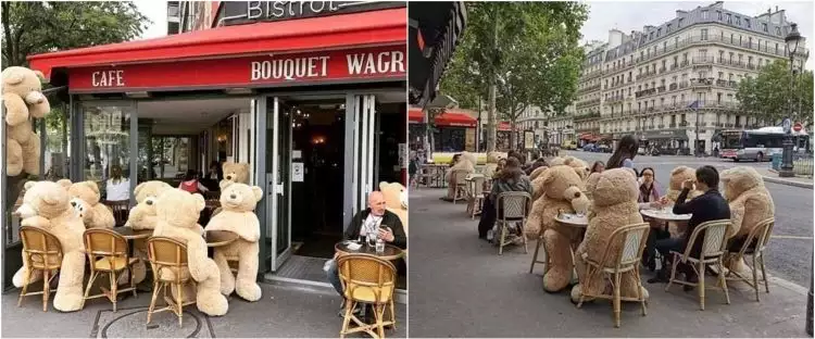 7 Potret teddy bear di tempat umum ini ingatkan kamu buat jaga jarak