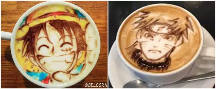 10 Latte art bergambar karakter anime terkenal, hasilnya keren
