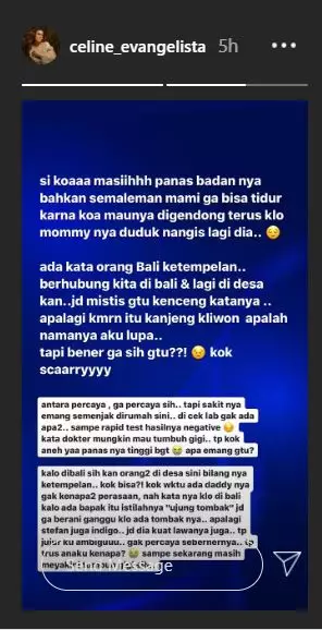 Curhat Celine Evangelista soal anak demam Instagram Curhat Celine Evangelista soal anak demam Instagram
