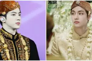 10 Foto editan personel BTS pakai baju adat Jawa, ganteng maksimal