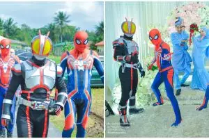 Viral kisah 4 kakak pakai kostum superhero antar adik perempuan nikah