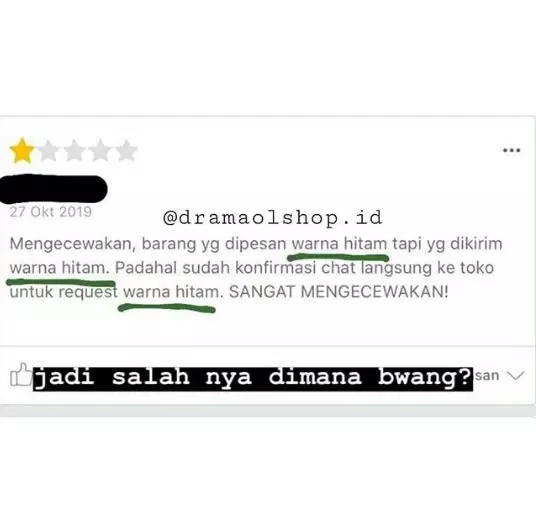 Review pembeli kasih bintang satu Instagram Review pembeli kasih bintang satu Instagram
