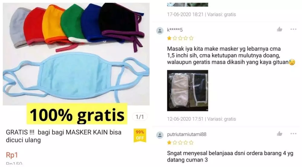 potret beli masker di olshop berbagai sumber