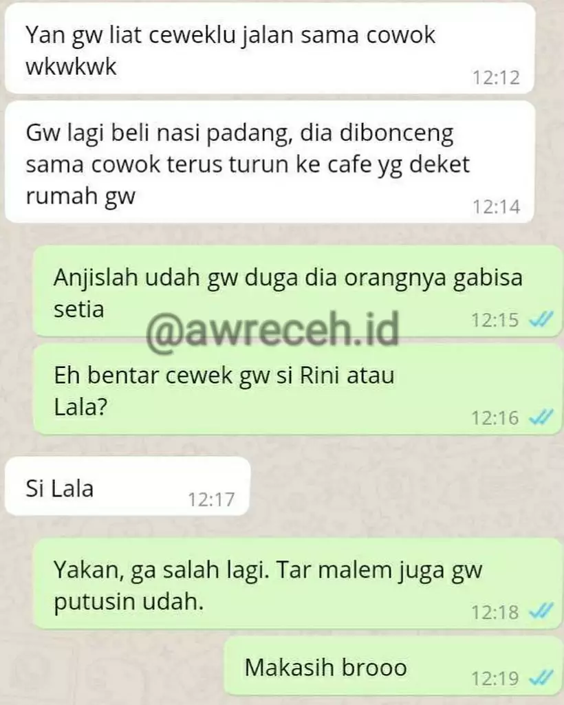 chat lucu pasangan minta putus © 2020 instagram.com