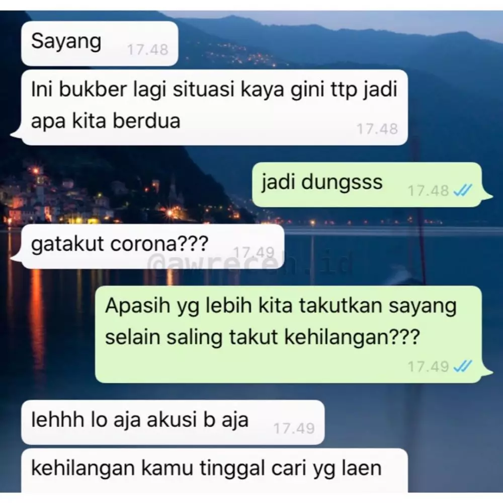 chat lucu pasangan minta putus © 2020 instagram.com