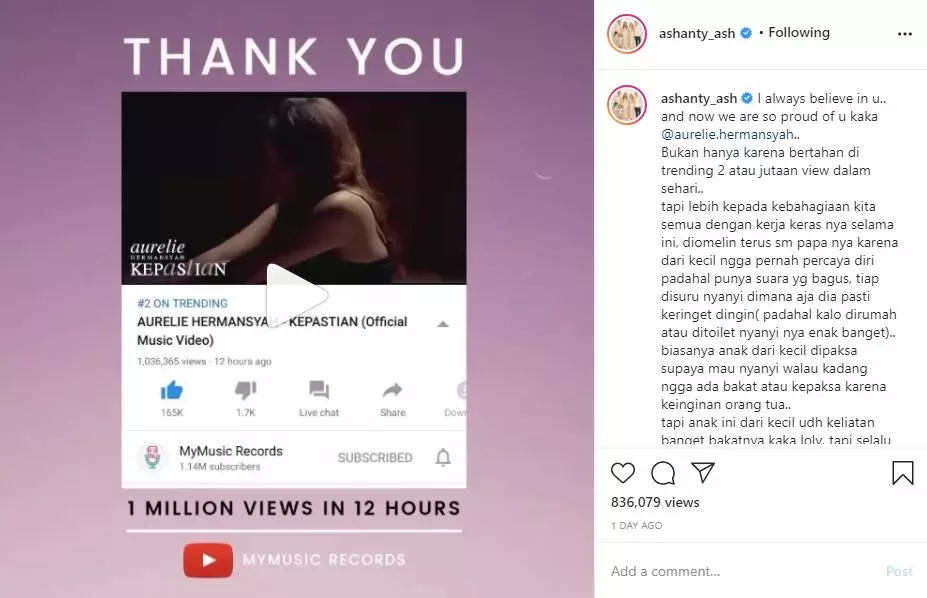 lirik dan pesan lagu baru Aurel © 2020 brilio.net