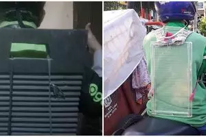9 Cara unik driver ojek online jaga jarak dengan penumpang saat wabah