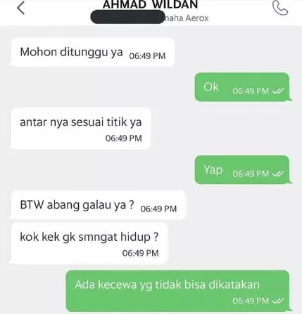 chat curhat driver ojol & penumpang Instagram