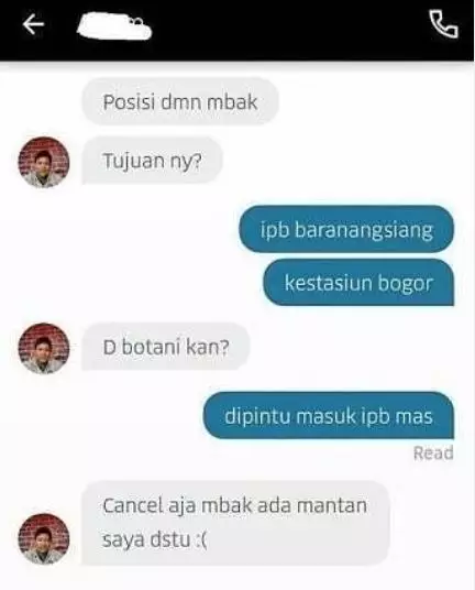 chat curhat driver ojol & penumpang Instagram