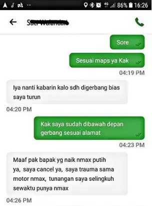 chat curhat driver ojol & penumpang Instagram