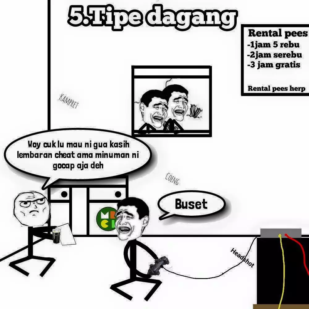Tipe orang rental PS Facebook/ Meme Comic & Rage Indonesia