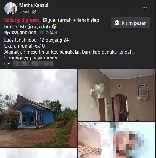 jual rumah istri  facebook