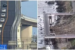 8 Penampakan nyeleneh jalan raya bikin mikir dua kali buat lewat