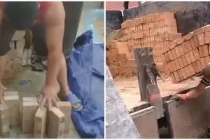 Aksi mencengangkan 10 tukang bangunan saat bawa material, kuat banget