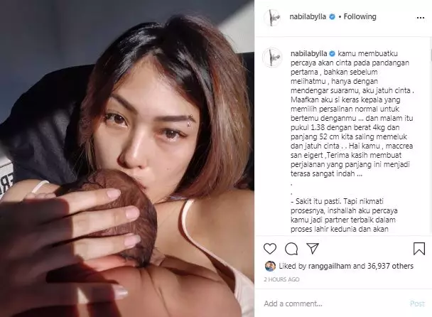 Nabila Putri melahirkan anak pertama Instagram