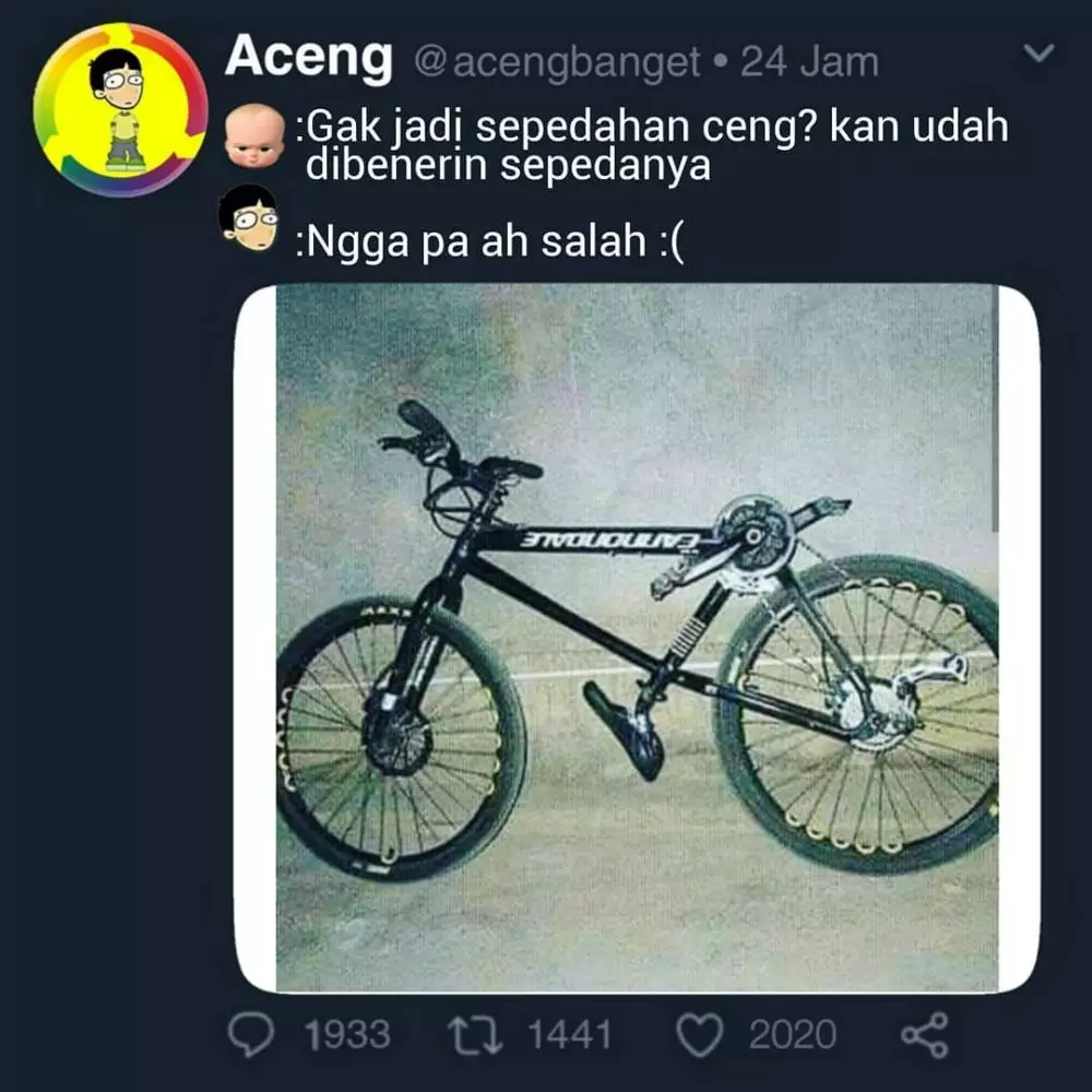 meme lucu orang bersepeda © 2020 instagram.com
