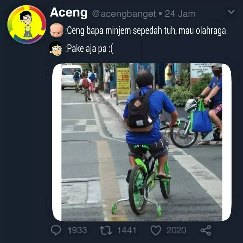 meme lucu orang bersepeda © 2020 instagram.com