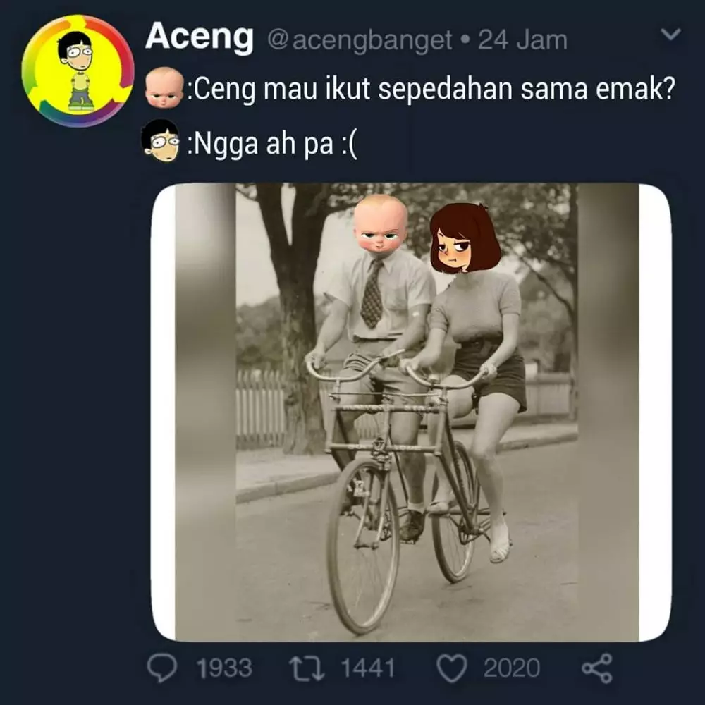 meme lucu orang bersepeda © 2020 instagram.com